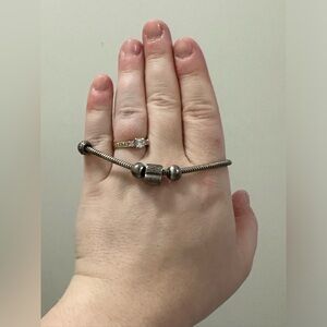 925 Italy silver bracelet with 925 silver charms/beads *tarnished